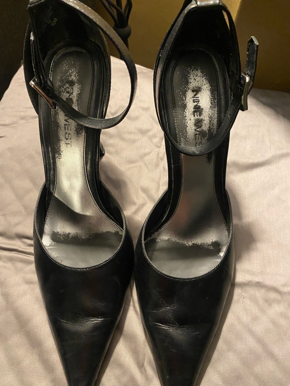 Nine West Black Pointed-Toe Ankle-Strap Pumps